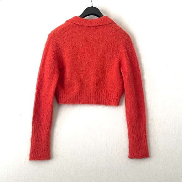All Saints Alpaca Ork Cardigan Sweater in Lava Red - Picture 7 of 13